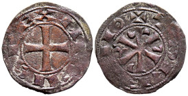 ALFONSO VI (1073-1109). Dinero. (Ve. 0,97g/18mm). Toledo. (Imperatrix A6:10.1 ; FAB-5). Anv: Cruz patada con roel en primer cuadrante, alrededor leyen...