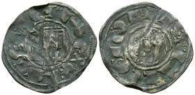 FERNANDO IV (1295-1312). Dinero. (Ve. 0,73g/21mm). Sin marca de ceca. (Imperatrix F4:1.10; FAB-318, como pepión). Anv: Castillo dentro de gráfila, alr...