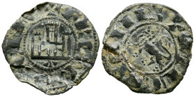 FERNANDO IV (1295-1312). Dinero. (Ve. 0,67g/19mm). Toledo. (Imperatrix F4:2.33; FAB-326, como pepión). Anv: Castillo, debajo T, todo dentro de gráfila...