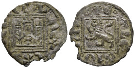 ALFONSO XI (1312-1350). Dinero Novén. (Ve. 0,71g/18mm). Toledo. (Imperatrix A11:1.35(50); FAB-359.1). Anv: Castillo con T en puerta, todo dentro de gr...