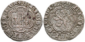 ENRIQUE III (1390-1406). Blanca. (Ve. 1,80g/23mm). Toledo. (Imperatrix E3:1.23; FAB-603). Anv: Castillo, debajo T, todo dentro de gráfila lobular, alr...