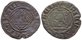 ENRIQUE IV (1454-1474). Blanca de rombo. (Ve. 1,10g/18mm). Cuenca. (Imperatrix E4:31.54; FAB-835.1). Anv: Castillo, debajo cuenco, todo dentro de gráf...