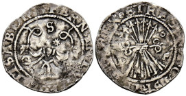 REYES CATÓLICOS (1474-1505). 1/2 Real. (Ar. 1,62g/21mm). S/D. Sevilla. (Cal-2019-253). La leyenda del anverso empieza a las 7. BC+.