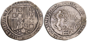 REYES CATÓLICOS (1474-1504). 1 Real (Ar. 2,37g/25mm). S/D. Segovia P. (Cal-2019-381). MBC-. Pátina de monetario.