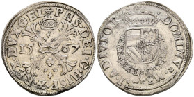 FELIPE II (1556-1598). 1 Escudo de Borgoña. (Ar. 29,05g/41mm). 1567. Nimega. (Vicenti 1310). EBC. Restos de brillo original. Excelente ejemplar, escas...