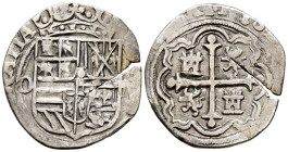 FELIPE II (1556-1598). 1 Real (Ar. 2,29g/20mm). S/D. México OM. (Cal-2019-226). MBC-. Grieta en cospel.