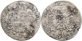 ALBERTO E ISABEL (1598-1621). 1 Patagón. (Ar. 26,93g/42mm). S/D. Bruselas de Brabante. (Vicenti 355). MBC. Oxidaciones limpiadas.