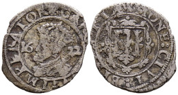 FELIPE IV (1621-1665). 1 Carlos. (Ar. 1,13g/20mm). 1622. Besançon (Franco Condado). (Vicenti 1639). Acuñación a nombre del Emperador Carlos V. BC+.
