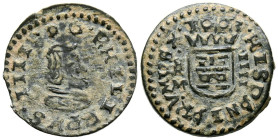 FELIPE IV (1621-1665). 4 Maravedís. (Ve. 1,38g/16mm). 1663. Trujillo M. (Cal-2019-284). Ceca y ensayador a izquierda. MBC.