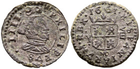 FELIPE IV (1621-1665). 8 Maravedís. (Ae. 1,77g/21mm). 1661. Madrid Y. (Cal-2019-358). Marca de ceca MD debajo del escudo. MBC.