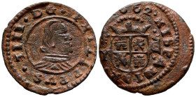 FELIPE IV (1621-1665). 8 Maravedís (Ae. 2,20g/21mm). 1662. Madrid Y. (Cal-2019-360). Marca de ceca (MD) y ensayador a izquierda. MBC+. Precioso tono.