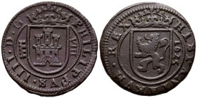 FELIPE IV (1621-1665). 8 Maravedís. (Ae. 6,82g/27mm). 1625. Segovia. (Cal-2019-390). MBC+.