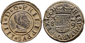 FELIPE IV (1621-1665). 16 Maravedís. (Ae. 3,66g/26mm). 1662. Madrid S. (Cal-2019-468). MBC+.
