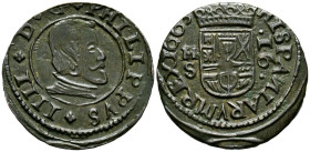 FELIPE IV (1621-1665). 16 Maravedís. (Ae. 3,38g/27mm). 1664. Madrid S. (Cal-2019-480). MBC+.