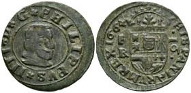 FELIPE IV (1621-1665). 16 Maravedís. (Ve. 3,92g/25mm). 1664. Segovia B. (Cal-2019-491). MBC.
