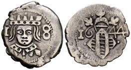 FELIPE IV (1621-1665). Dieciocheno. (Ar. 2,13g/18mm). 1644. Valencia. (Cal-2019-819). MBC-.