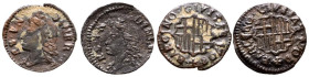 CARLOS III, el Pretendiente (1700-1714). Pareja de Dineros de Barcelona. 1708 y 1709. (Cal-2019-1 y 2). Diferentes estados de conservación. A EXAMINAR...