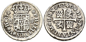 FELIPE V (1700-1746). 1/2 Real. (Ar. 1,44g/15mm). 1740. Madrid JF. (Cal-2019-186). MBC.