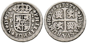 FELIPE V (1700-1746) 1/2 Real (Ar. 1,35g/16mm). 1737. Sevilla P. (Cal-2019-344). MBC-. Unico año de este ensayador. Escasa.