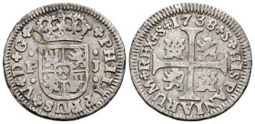 FELIPE V (1700-1746). 1/2 Real. (Ar. 1,32g/16mm). 1738. Sevilla PJ. (Cal-2019-345). MBC.