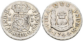 FELIPE V (1700-1746). 1 Real. (Ar. 3,34g/21mm). 1744. México M. (Cal-2019-521). MBC.
