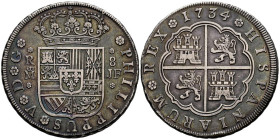 FELIPE V (1700-1746). 8 Reales. (Ar. 27,04g/39mm). 1734. Madrid JF. (Cal-2019-1357). MBC. Pátina irisada. Escaso y atractivo ejemplar.
