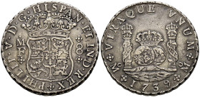 FELIPE V (1700-1746). 8 Reales. (Ar. 26,52g/39mm). 1739. México MF. (Cal-2019-1453). MBC.