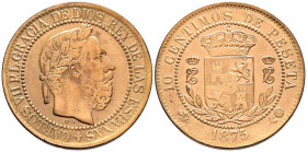 CARLOS VII (1868-1909). 10 Céntimos. (Ae. 10,13g/30mm). 1875. Oñate. (Cal-2019-5). MBC. Limpiada y barnizada.