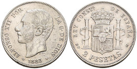 ALFONSO XII (1874-1885). 2 Pesetas. (Ar. 10,08g/27mm). 1883 *18-83. Madrid MSM. (Cal-2019-33). MBC+.