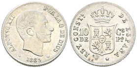 ALFONSO XII (1874-1885). 10 Centavos. (Ar. 2,53g/18mm). 1885. Manila. (Cal-2019-102). EBC+. Brillo original. Bonito ejemplar.
