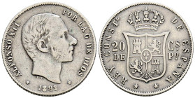 ALFONSO XII (1874-1885). 20 Centavos. (Ar. 5,05g/23mm). 1882. Manila. (Cal-2019-107). MBC-.