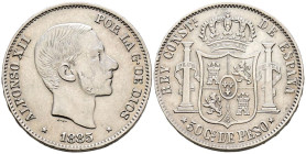 ALFONSO XII (1874-1885). 50 Centavos. (Ar. 12,92g/30mm). 1885. Manila. (Cal-2019-124). MBC/MBC+.