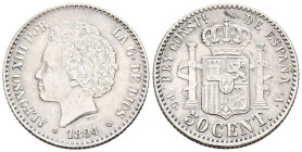 ALFONSO XIII (1885-1931). 50 Céntimos. (Ar. 2,51g/18mm). 1894 *9-4. Madrid PGV. (Cal-2019-43). EBC-.