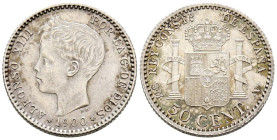 ALFONSO XIII (1885-1931). 50 Céntimos. (Ar. 2,45g/18mm). 1900 *0-0. SMV de Madrid. (Cal-2019-45). EBC-. Restos de brillo original.