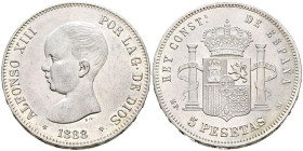 ALFONSO XIII (1885-1931). 5 Pesetas. (Ar. 24,90g/37mm). 1888 *18-88. Madrid MPM. (Cal-2019-92). EBC.