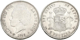 ALFONSO XIII (1885-1931). 5 Pesetas. (Ar. 24,96g/37mm). 1893 *18-93. Madrid PGL. (Cal-2019-102). MBC.