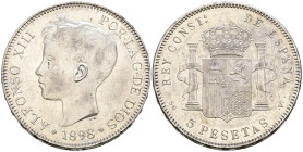 ALFONSO XIII (1885-1931). 5 Pesetas. (Ar. 25,06g/37mm). 1898 *18-98. Madrid SGV. (Cal-2019-109). EBC+. Brillo original.