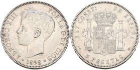 ALFONSO XIII (1885-1931). 5 Pesetas. (Ar. 24,95g/37mm). 1898 *18-98. Madrid SGV. (Cal-2019-109). MBC+. Marquitas.