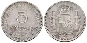 ALFONSO XIII (1885-1931). 5 Centavos (Ar. 1,25g/16mm). 1896. Puerto Rico. PGV (Cal-2019-124). MBC.