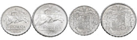 ESTADO ESPAÑOL (1936-1975). Pareja de 5 y 10 Céntimos. 1945. (Cal-2019-3/11). SC.