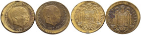 ESTADO ESPAÑOL (1936-1975). Pareja de 1 Peseta de 1963 ambas con desplazamiento. Diferentes estados de conservación. A EXAMINAR.