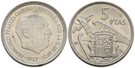 ESTADO ESPAÑOL (1939-1975). 5 Pesetas. (Ni. 5,78g / 23mm). 1957 * BA. (Cal-2019-154). I Exposición Iberoamericana de Numismática y Medallística. EBC/E...
