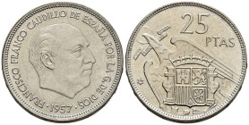 ESTADO ESPAÑOL (1936-1975). 25 Pesetas. (Ni. 8,48g/27mm). 1957 *59. Madrid. (Cal-2019-117). SC-.