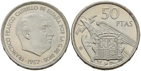 ESTADO ESPAÑOL (1936-1975). 50 Pesetas. (Ni. 12,56g/30mm). 1957 *72. Madrid. (Cal-2019-141). SC.
