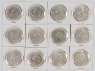 ESTADO ESPAÑOL (1936-1975). Conjunto de 12 monedas de 100 Pesetas de plata de 1966 con diferentes estrellas (*66 (6); *67 (4) y *68 (2)). Diferentes e...