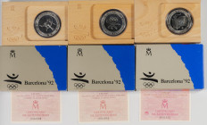 JUAN CARLOS I (1975-2014). Serie completa (I, II, III y IV) de las Olimpiadas de Barcelona 92. 1990-1992. FNMT. 16 estuches en perfecto estado y sin r...