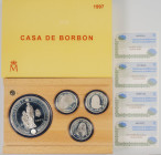 JUAN CARLOS I (1975-2014). III Centenario Casa de Borbón. 1997. FNMT. 4 Monedas con valores de 10.000 (1) y 2.000 Pesetas (3). PROOF. Incluye estuche ...