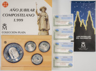JUAN CARLOS I (1975-2014). Año Jubilar Compostelano. 1999. FNMT. 4 Monedas con valores de 10.000 (1) y 2.000 Pesetas (3). PROOF. Incluye estuche origi...