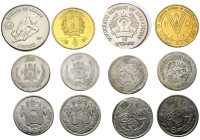 AFGANISTÁN. Conjunto de 6 piezas con valores de 1/2 (4 piezas en plata), 5 (1) y 50 (1) Afghanis acuñados entre 1926 y 1981. Diferentes estados de con...
