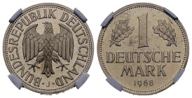 ALEMANIA. 1 Mark. (AeNi. 5,50g/24mm)*. 1968. Hamburgo J. (Km#110). Encapsulada por NGC MS 67. *Peso y medidas teóricos.